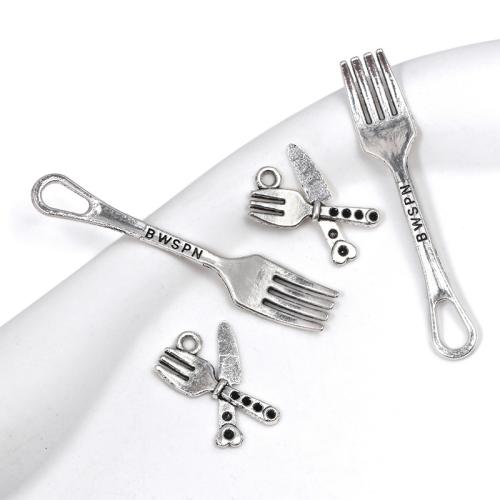 Tibetan Style Pendants, Knife and Fork, plated, DIY & different styles for choice, more colors for choice, 100PCs/Bag, Sold By Bag