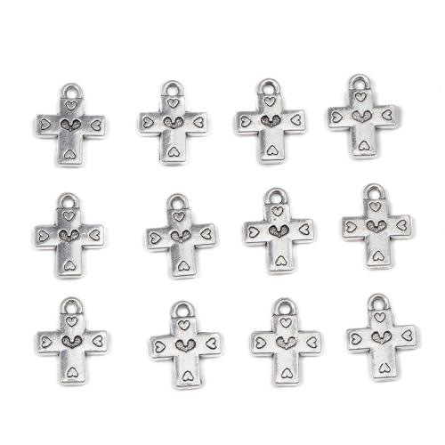 Tibetan Style Cross Pendants, antique silver color plated, DIY, 13x16.50mm, 100PCs/Bag, Sold By Bag