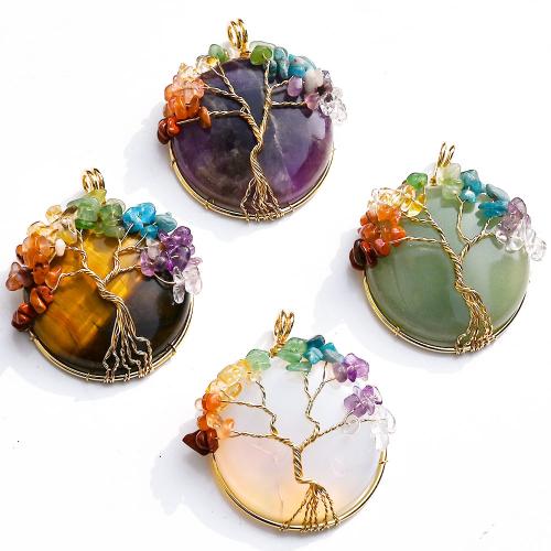 Gemstone Pendants Jewelry, with Brass & Iron, gold color plated, DIY, more colors for choice, Sold By PC