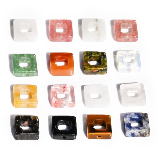 Gemstone Jewelry Beads,  Square, DIY & different materials for choice & hollow, more colors for choice, 10mm, 18PCs/Bag, Sold By Bag