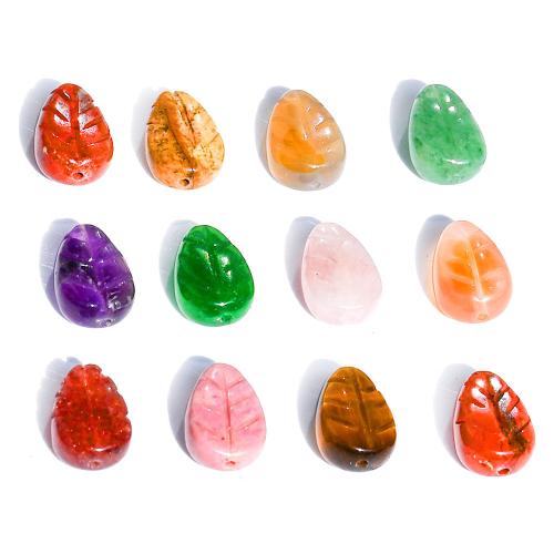 Abalorios de Gemas, Piedras preciosas, Hoja, Tallado, Bricolaje & diferentes materiales para la opción, más colores para la opción, 10x12mm, 15PCs/Bolsa, Vendido por Bolsa