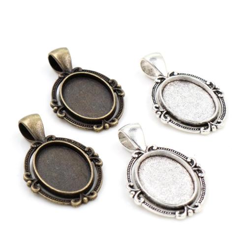 Tibetan Style Pendant Cabochon Setting, plated, DIY, more colors for choice, nickel, lead & cadmium free, inner diameter:13x18mm, Approx 100PCs/Bag, Sold By Bag