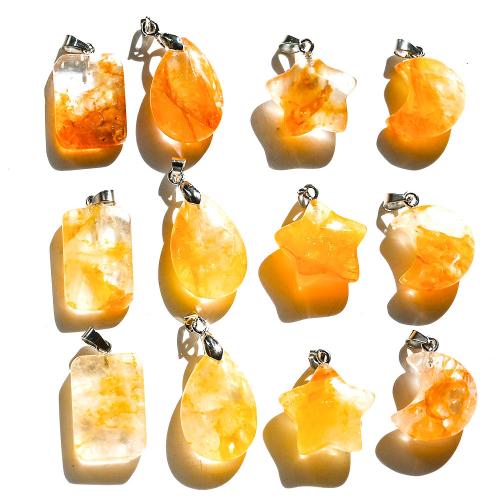 Pendentifs quartz naturel, perles de citrine, avec fer, Forme différente pour le choix & DIY, plus de couleurs à choisir, Vendu par PC