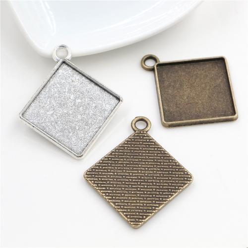 Tibetan Style Pendant Cabochon Setting,  Square, plated, DIY, more colors for choice, nickel, lead & cadmium free, inner diameter:20mm, Approx 100PCs/Bag, Sold By Bag