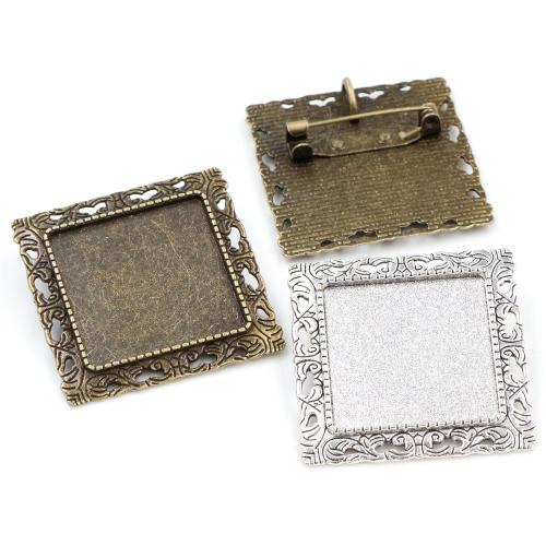 Tibetan Style Brooch Finding,  Square, plated, DIY, more colors for choice, nickel, lead & cadmium free, inner diameter:25mm, Approx 100PCs/Bag, Sold By Bag