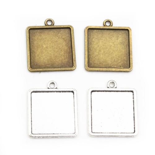 Tibetan Style Pendant Cabochon Setting,  Square, plated, DIY, more colors for choice, nickel, lead & cadmium free, inner diameter:25mm, Approx 100PCs/Bag, Sold By Bag