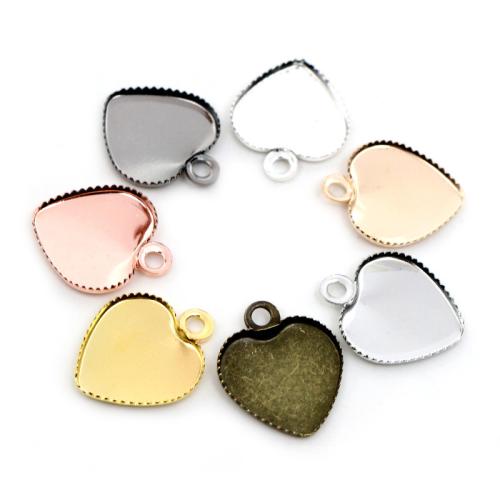 Iron Pendant Setting, Heart, plated, DIY, more colors for choice, nickel, lead & cadmium free, inner diameter:12mm, Approx 100PCs/Bag, Sold By Bag