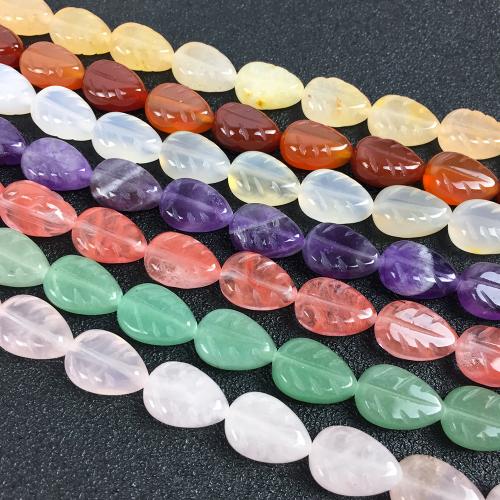 Gemstone Jewelry Beads, Leaf, Carved, DIY, more colors for choice, 10x14x5mm, 15PCs/Strand, Sold By Strand