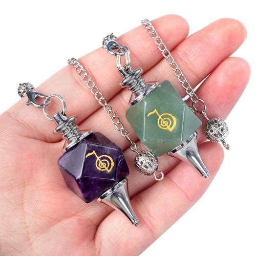 Natural Stone Pendulum, with Iron, fashion jewelry & different materials for choice, more colors for choice, nickel, lead & cadmium free, Sold By PC