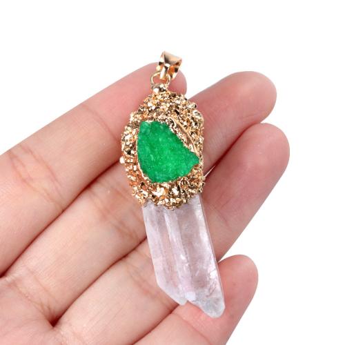 Gemstone Pendants Jewelry, Natural Stone, with Iron, DIY & different materials for choice, more colors for choice, nickel, lead & cadmium free, Sold By PC