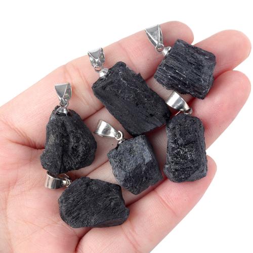 Gemstone Pendants Jewelry, Schorl, DIY, black, Sold By PC