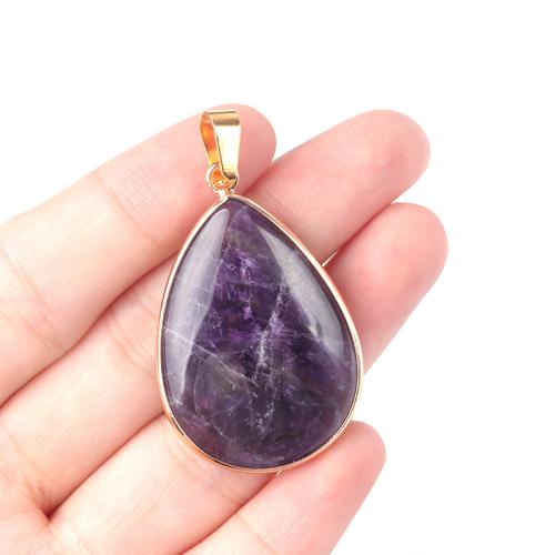 Gemstone Pendants Jewelry, Natural Stone, with Iron, Teardrop, DIY & different materials for choice, more colors for choice, Sold By PC