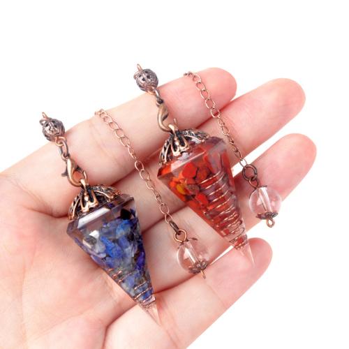 Iron Pendulum, with Natural Stone & Resin, fashion jewelry & different materials for choice, more colors for choice, nickel, lead & cadmium free, Sold By PC