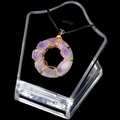 Quartz Gemstone Pendants, Amethyst, with Iron, DIY, more colors for choice, Sold By PC