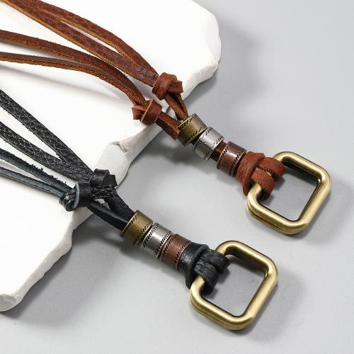 Sweater Chain Necklace, Cowhide, with Tibetan Style, handmade, fashion jewelry & Unisex, more colors for choice, Sold By PC