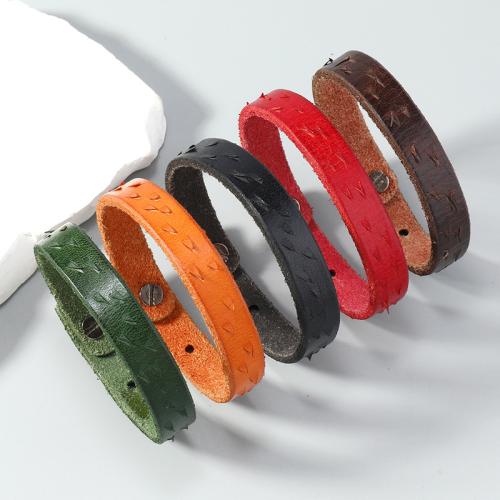 Cowhide Bracelet, with Tibetan Style, handmade, fashion jewelry & Unisex, more colors for choice, Sold By PC