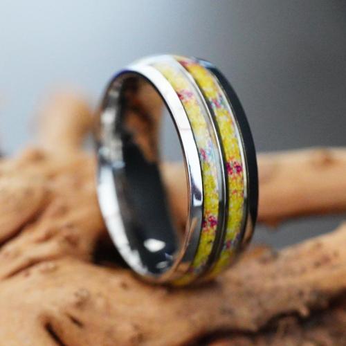 Emaille Rostfreier Edelstahl Fingerring, 304 Edelstahl, Epoxidharzklebstoff, unisex & verschiedene Größen vorhanden & verschiedene Muster für Wahl, Silberfarbe, verkauft von PC