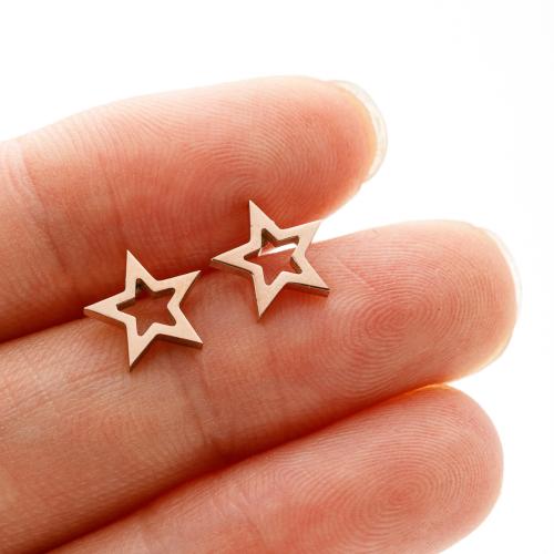 Stainless Steel Stud Earrings, 304 Stainless Steel, Star, plated, fashion jewelry & for woman & hollow, more colors for choice, Sold By Pair