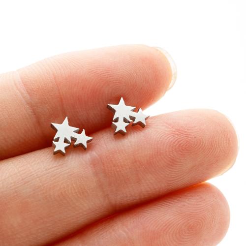 Stainless Steel Stud Earrings, 304 Stainless Steel, Star, plated, fashion jewelry & Unisex, more colors for choice, Sold By Pair