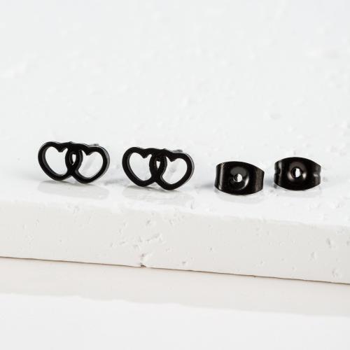 Stainless Steel Stud Earrings, 304 Stainless Steel, Heart, plated, fashion jewelry & for woman & hollow, more colors for choice, Sold By Pair