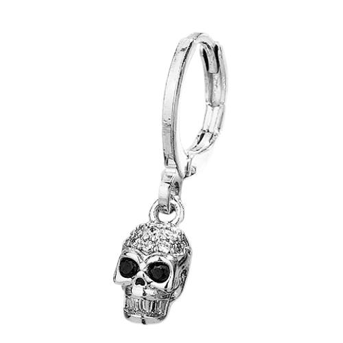 Cubic Zirconia Micro Pave Brass Earring, Skull, plated, micro pave cubic zirconia & for woman, platinum color, 22mm, Sold By PC