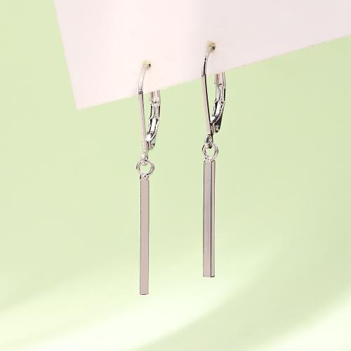 Huggie Hoop Drop Earring, Brass, plated, for woman, platinum color, 40mm, Sold By Pair