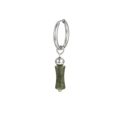 Pendiente Pendiente Huggie Hoop, metal, con Piedra peridoto, chapado, para mujer, color de platina, 30mm, Vendido por UD