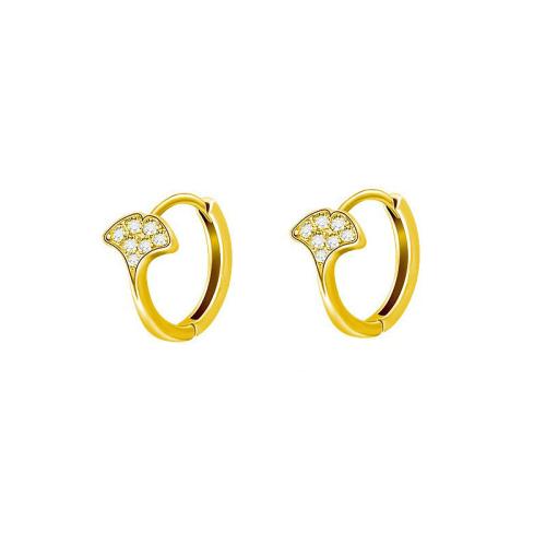 Cubic Zirconia Micro Pave Brass Earring, Ginkgo Leaf, plated, micro pave cubic zirconia & for woman, more colors for choice, The leaves are 6MM, 14MM in diameter, Sold By Pair