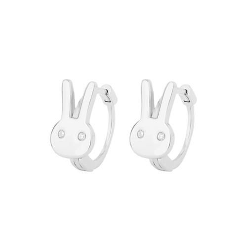 Laiton Leverback boucle d'oreille, lapin, Placage, pour femme, couleur platine, Inner diameter 8mm, Vendu par paire