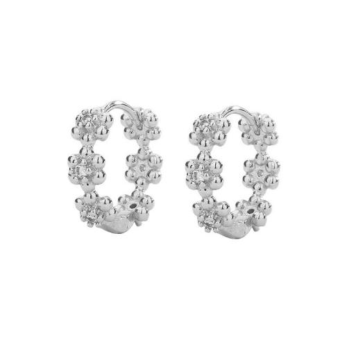 Boucles d'oreilles en laiton zircon cubique pavent, Placage, pavé de micro zircon & pour femme, couleur platine, 5x13mm, Vendu par paire