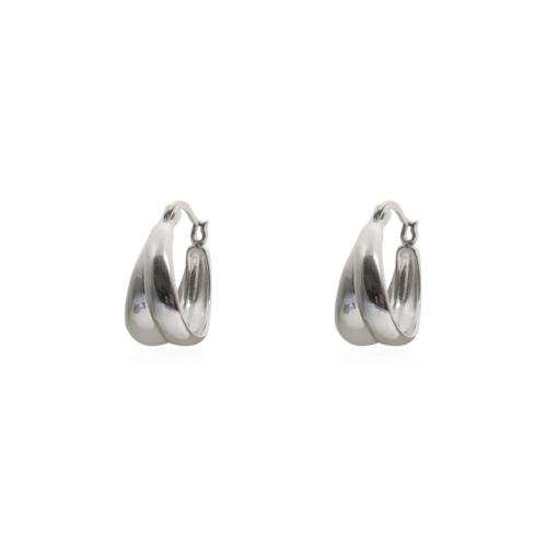 Pendientes de Palanca Hacia Atrás en Latón, metal, chapado, para mujer, color de platina, 10x21mm, Vendido por Par