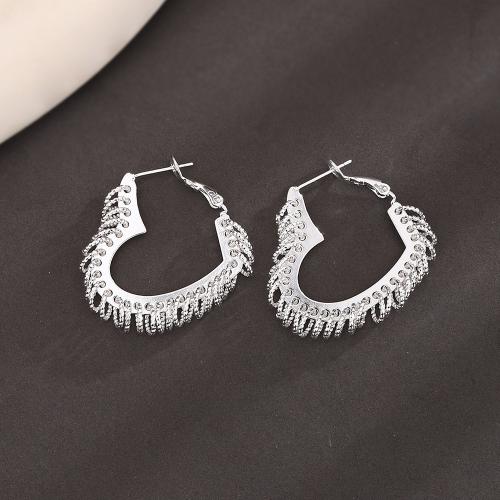 Brass Leverback Earring, Heart, plated, for woman, platinum color, 25x28mm, Sold By PC