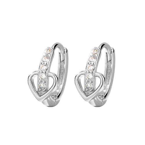 Boucles d'oreilles en laiton zircon cubique pavent, Placage, styles différents pour le choix & pavé de micro zircon & pour femme, couleur platine, Inner diameter 9MM, Vendu par paire