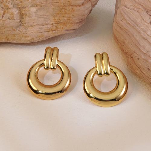 Stainless Steel Stud Earrings, 304 Stainless Steel, plated, fashion jewelry & for woman, golden, Sold By Pair