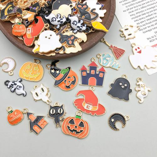 Tibetan Style Enamel Pendants, plated, Halloween Design & random style & DIY, more colors for choice, Sold By Bag