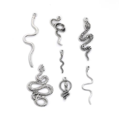 Tibetan Style Animal Pendants, Snake, plated, DIY & different styles for choice, more colors for choice, 100PCs/Bag, Sold By Bag