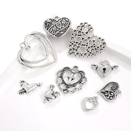 Pendentifs coeur en alliage de zinc, Placage, DIY & styles différents pour le choix, plus de couleurs à choisir, 100PC/sac, Vendu par sac