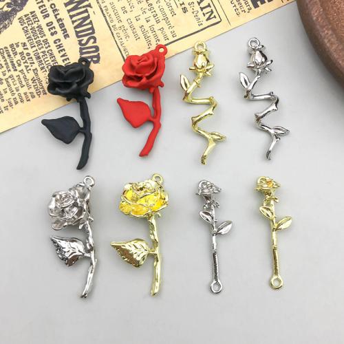 Tibetan Style Flower Pendants, Rose, plated, DIY, more colors for choice, 100/Bag, Sold By Bag