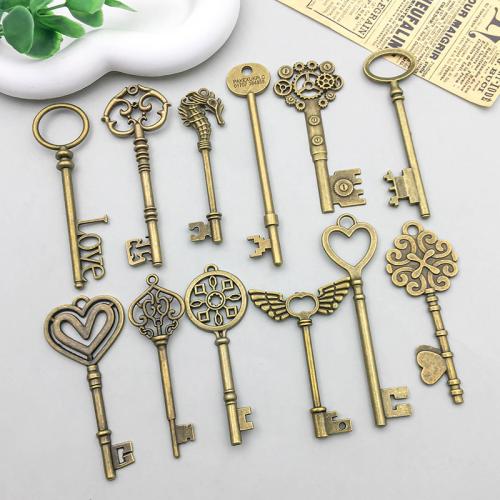 Tibetan Style Key Pendants, plated, DIY & different styles for choice, more colors for choice, 100PCs/Bag, Sold By Bag