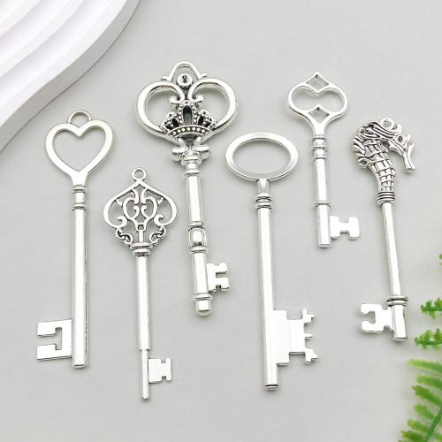 Tibetan Style Key Pendants, plated, DIY & different styles for choice, more colors for choice, 100PCs/Bag, Sold By Bag