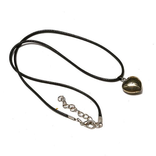 Natural Gemstone Necklace, Golden Pyrite, with leather cord & Iron, with 5cm extender chain, Different Shape for Choice & fashion jewelry, more colors for choice, Length:Approx 38 cm, Sold By PC