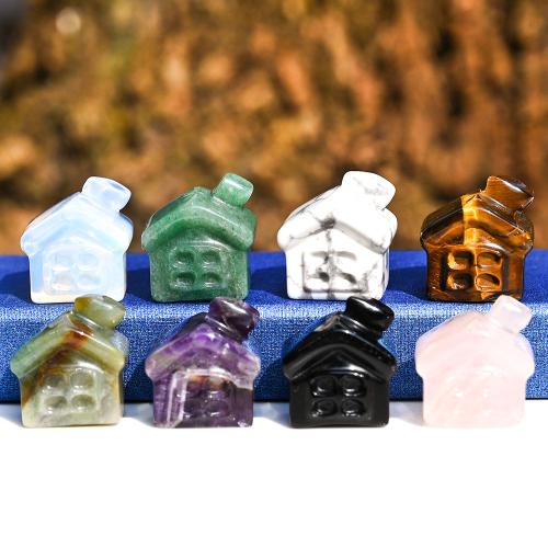 Fashion Decoration, Gemstone, House, Carved, for home and office & different materials for choice, more colors for choice, 24x26x16mm, Sold By PC