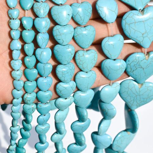 Turquoise Beads, Heart, DIY & different size for choice, blue, Sold By Strand