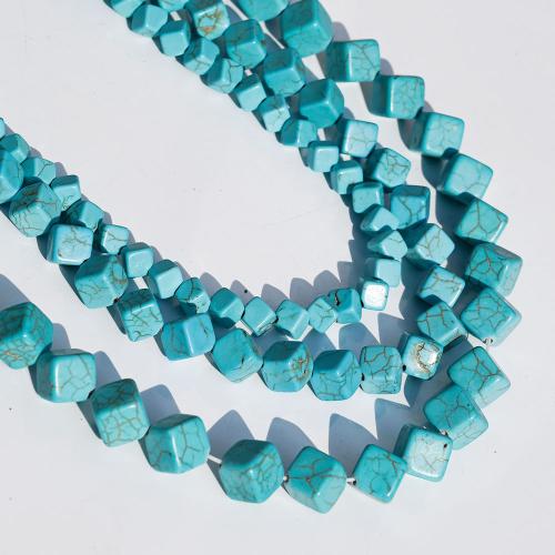 Perles turquoises, turquoise synthétique, cube, DIY & normes différentes pour le choix, bleu, Vendu par brin