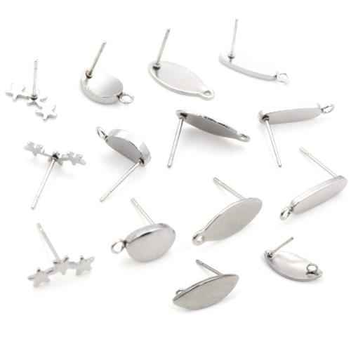 Stainless Steel Earring Stud Component, 304 Stainless Steel, DIY & different size for choice, original color, Approx 100PCs/Bag, Sold By Bag