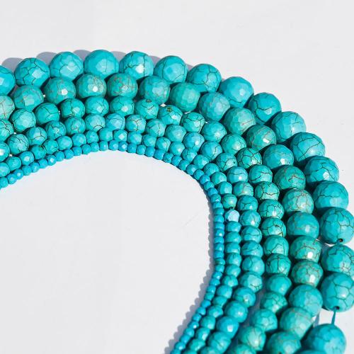 Turquoise Beads, Round, DIY & different size for choice & faceted, blue, Sold By Strand