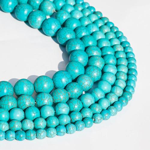 Perles turquoises, turquoise synthétique, Rond, DIY & normes différentes pour le choix, bleu, Vendu par brin