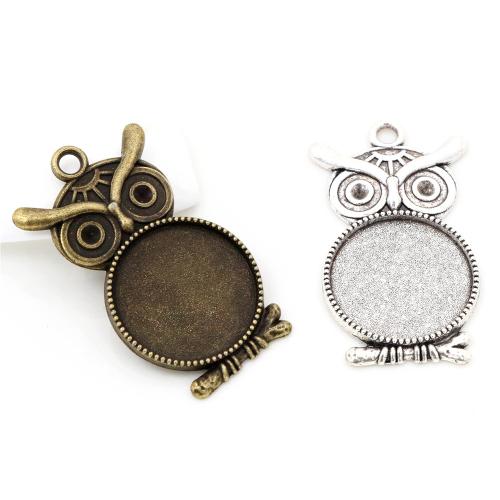 Tibetan Style Pendant Cabochon Setting, Owl, plated, DIY, more colors for choice, nickel, lead & cadmium free, inner diameter:20mm, Approx 100PCs/Bag, Sold By Bag