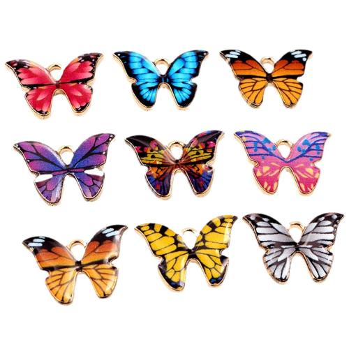 Tibetan Style Enamel Pendants, Butterfly, gold color plated, DIY, more colors for choice, nickel, lead & cadmium free, 19x16mm, Approx 100PCs/Bag, Sold By Bag