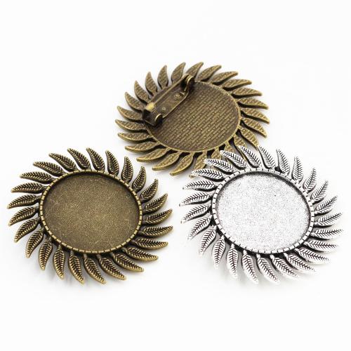 Tibetan Style Brooch Finding, Flower, plated, DIY, more colors for choice, nickel, lead & cadmium free, inner diameter:25mm, Approx 100PCs/Bag, Sold By Bag